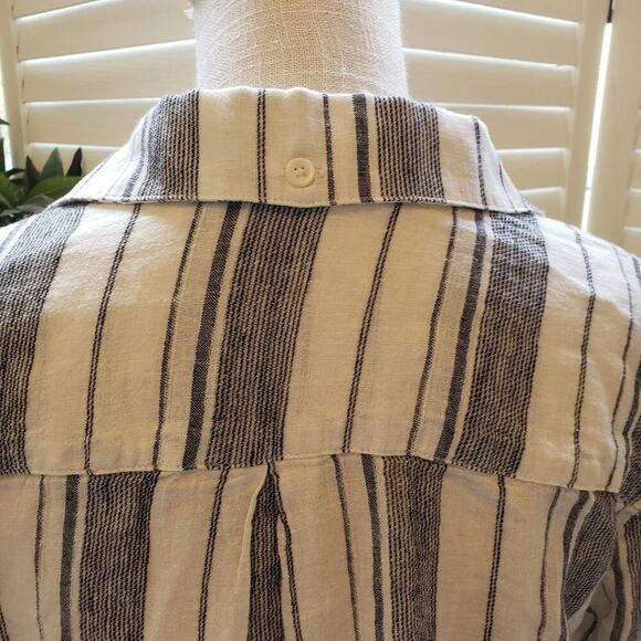 ANTHRO CLOTH & STONE GRAY STRIPE BUTTON DOWN MED - Picture 5 of 8